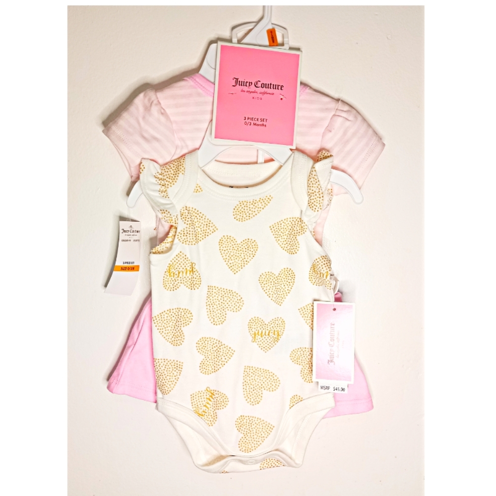New Juicy Couture Kids 3pc Body Suit Set